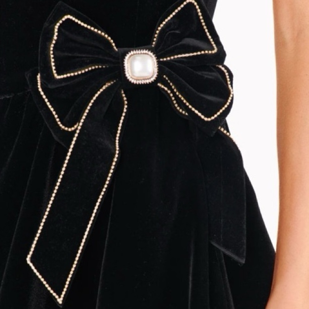 Moon River Elegant Black Midi Dress with Bow Accents NWT S - Picture 3 of 3